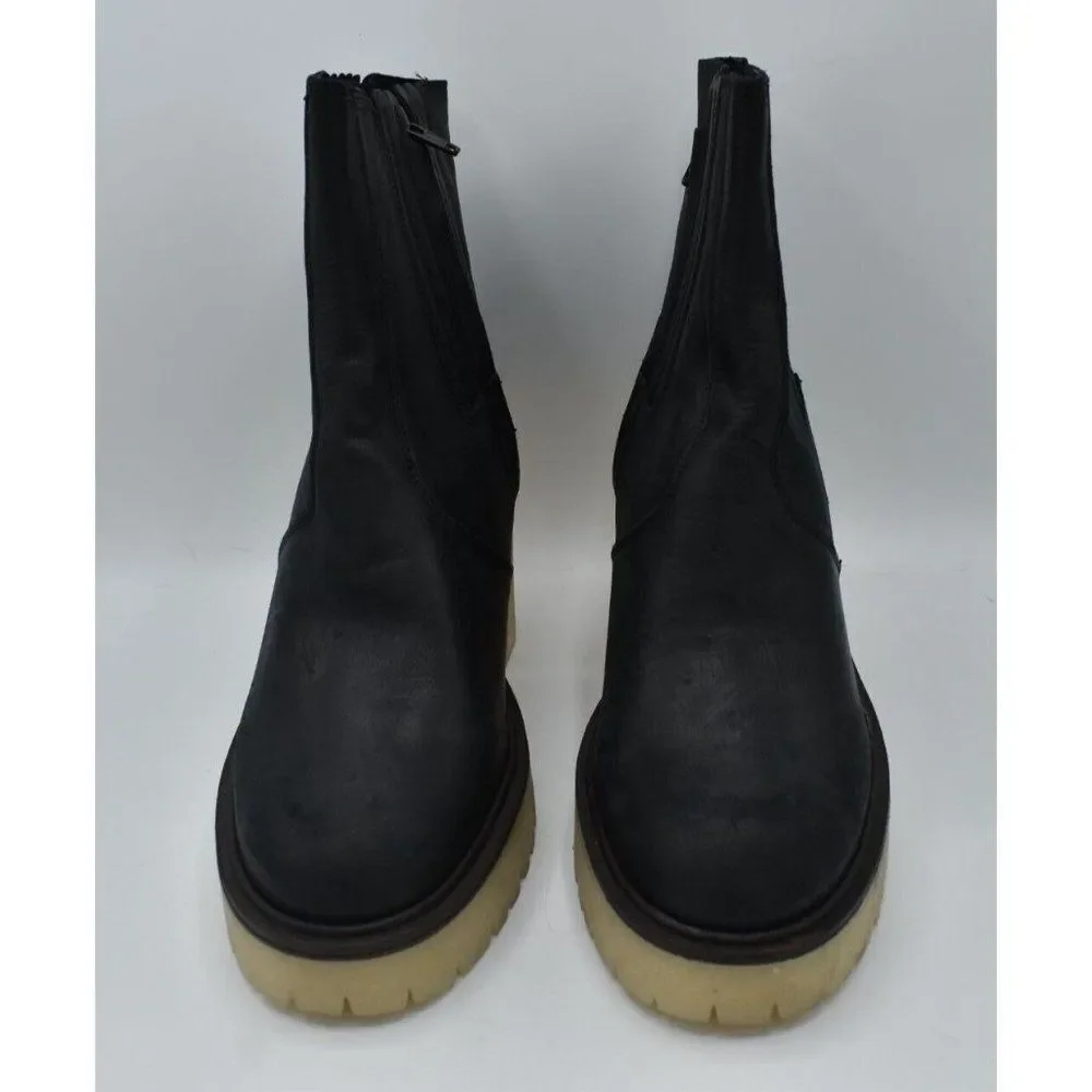Free People EU 38.5 US 8.5 James Black Leather Lugged Heel Chelsea Platform Boot